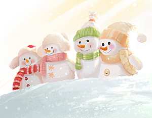 卡通冬天可爱雪人插画元素