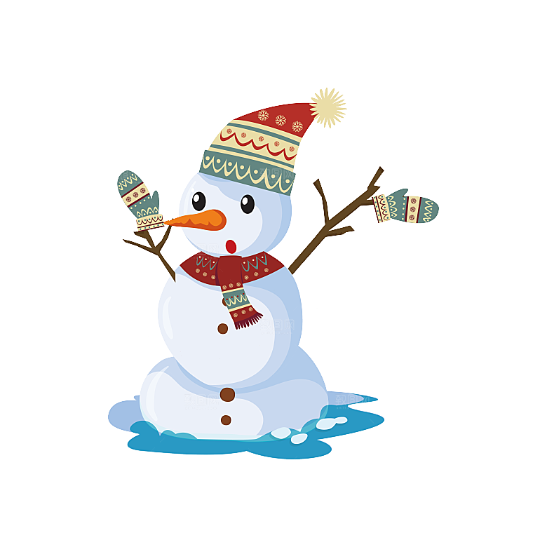 卡通冬天可爱雪人插画元素