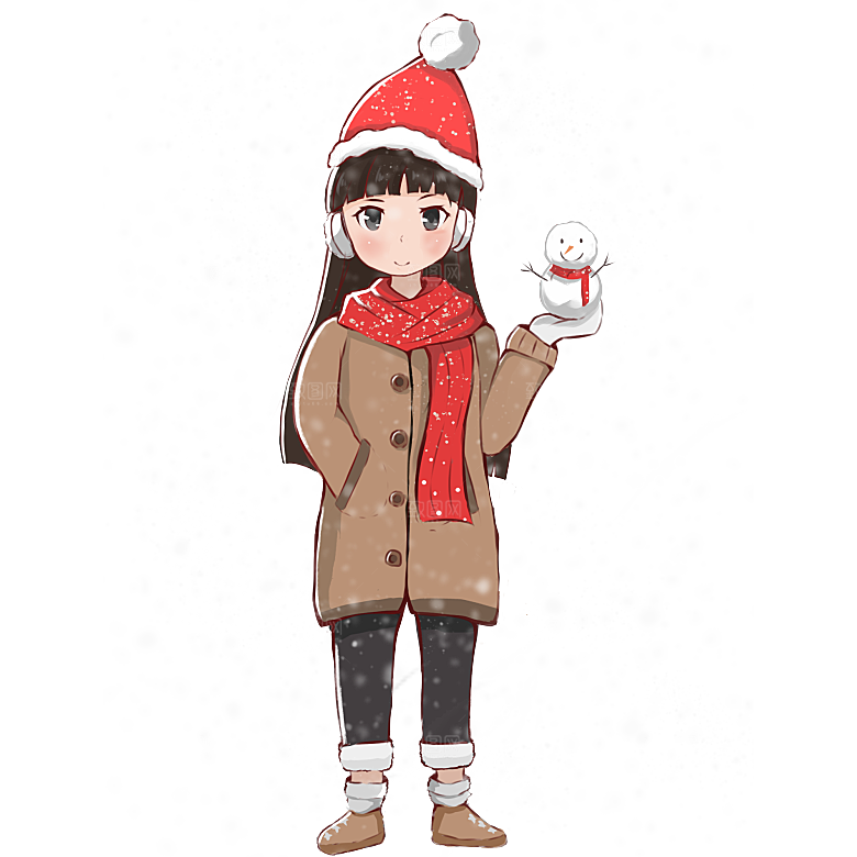 卡通冬天可爱雪人插画元素