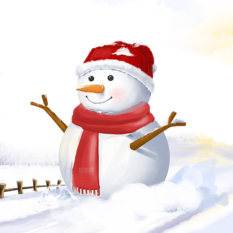 简约大气雪人卡通PNG素材