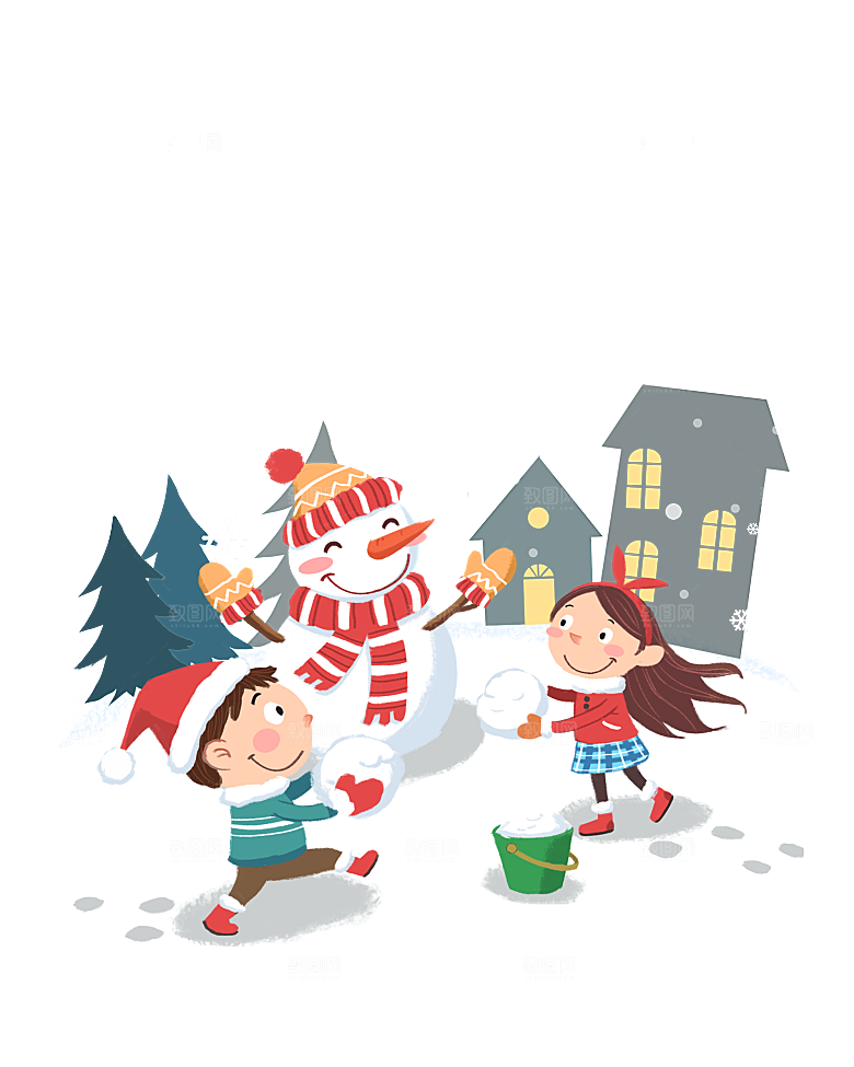 简约大气雪人卡通PNG素材