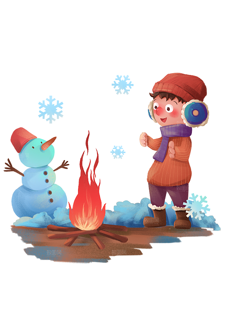 简约大气雪人卡通PNG素材