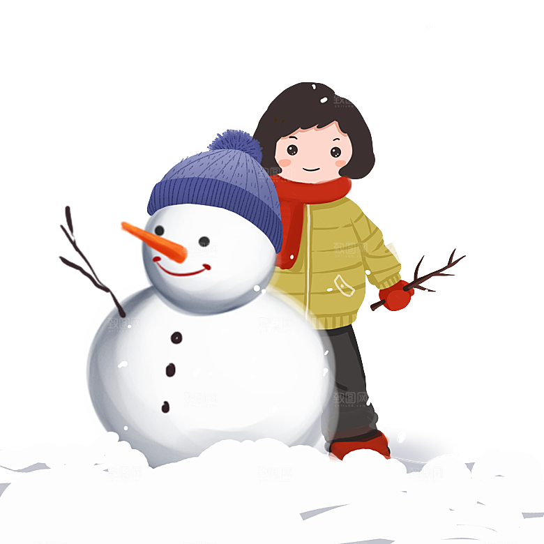 卡通冬天可爱雪人插画元素