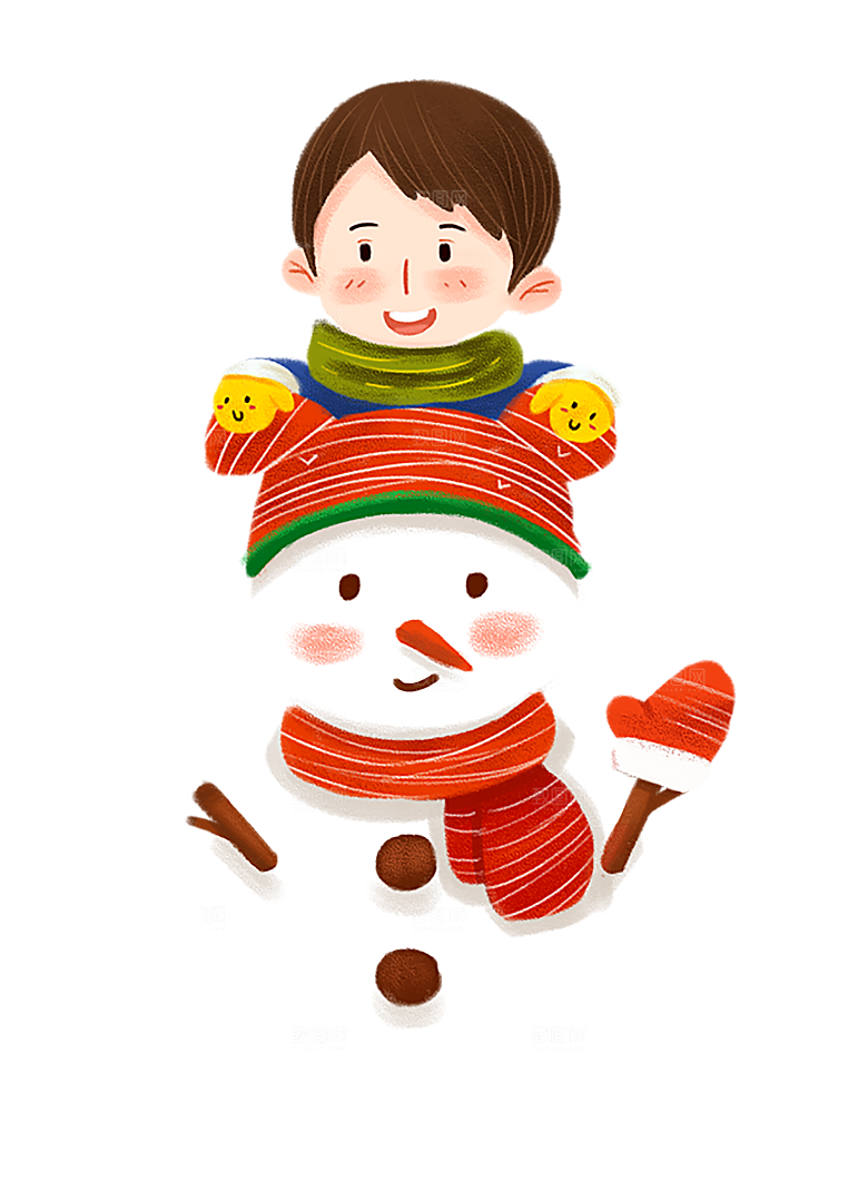 卡通冬天可爱雪人插画元素