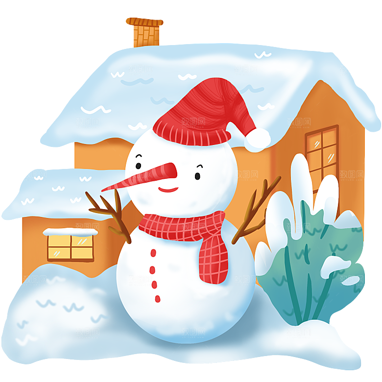卡通冬天可爱雪人插画元素