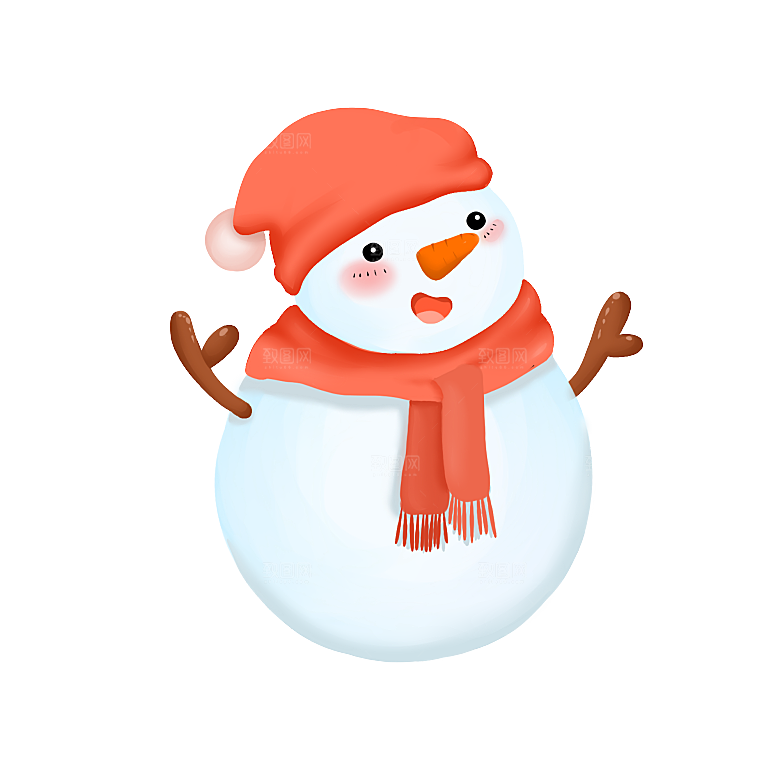 卡通冬天可爱雪人插画元素