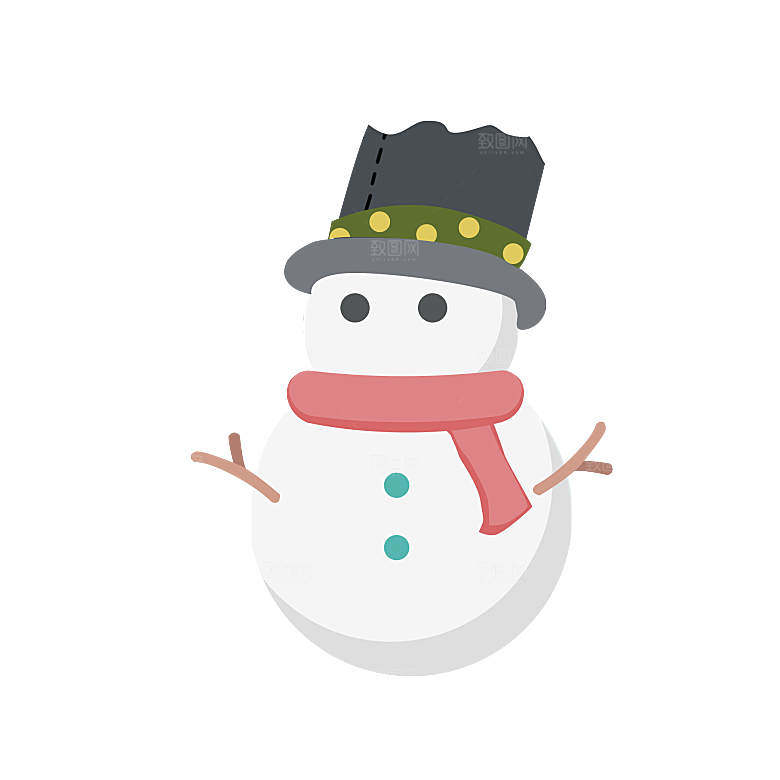 简约大气雪人卡通PNG素材