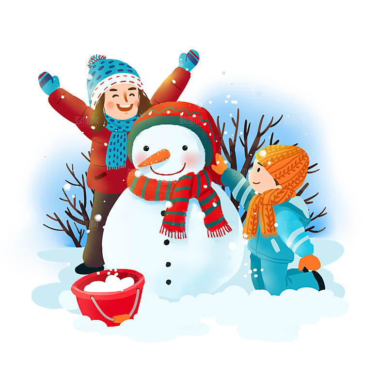 简约大气雪人卡通PNG素材