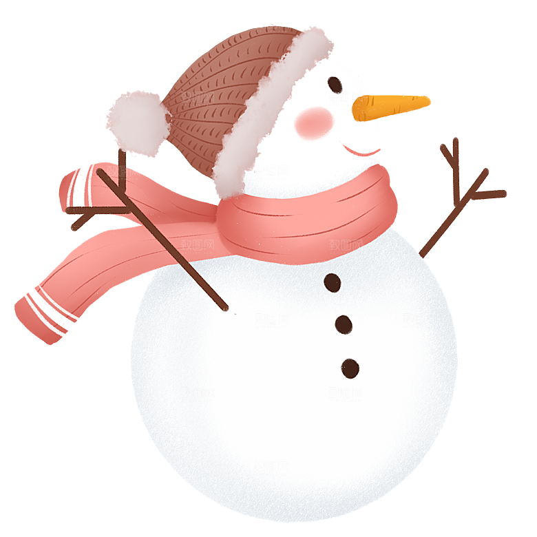 简约大气雪人卡通PNG素材