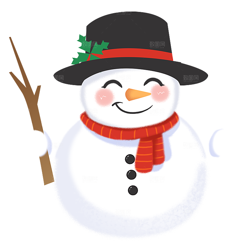 简约大气雪人卡通PNG素材