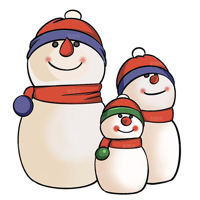 简约大气雪人卡通PNG素材