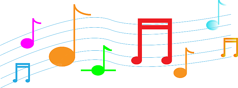 卡通彩色音符五线谱PNG素材