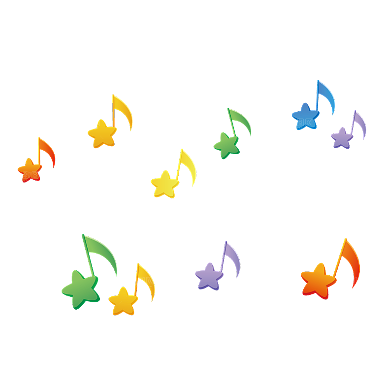 卡通彩色音符五线谱PNG素材