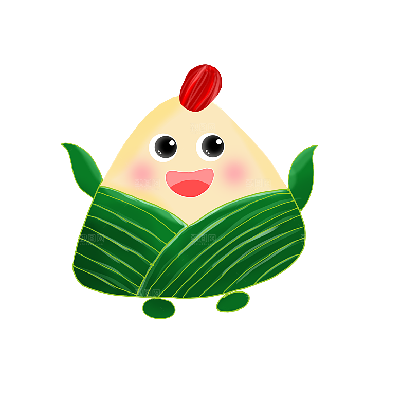 卡通可爱端午粽子龙舟竹叶插画元素