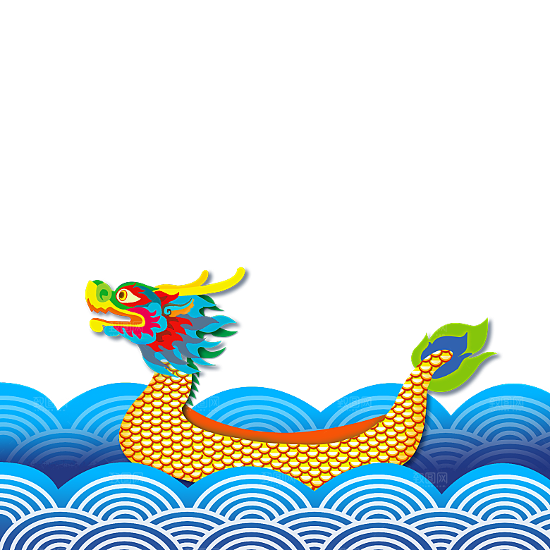 简约大气手绘端午粽子龙舟竹叶素材