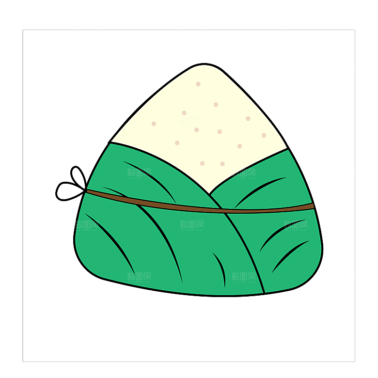 卡通可爱端午粽子龙舟竹叶插画元素