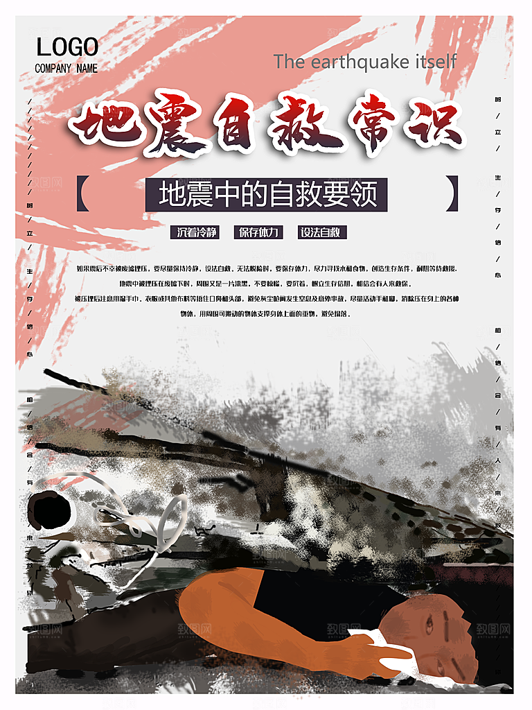 地震自救常识宣传海报