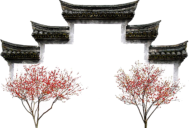 中国风徽派建筑免扣背景元素