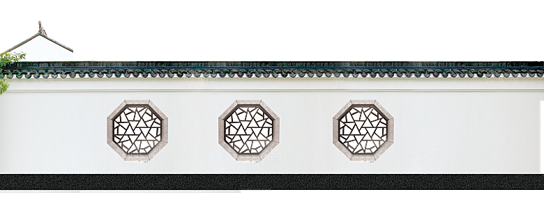 中国风徽派建筑免扣背景元素