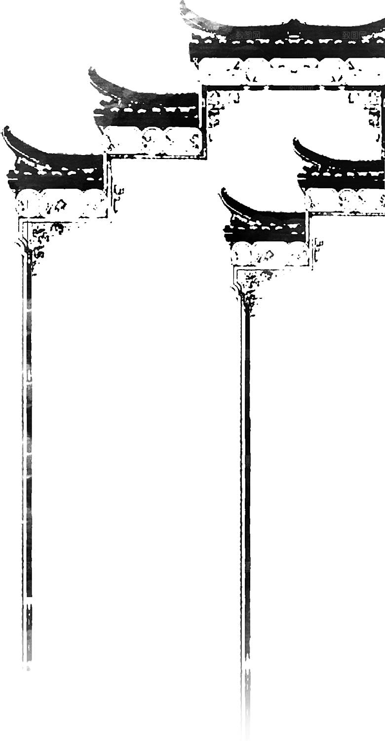 中国风徽派建筑免扣背景元素