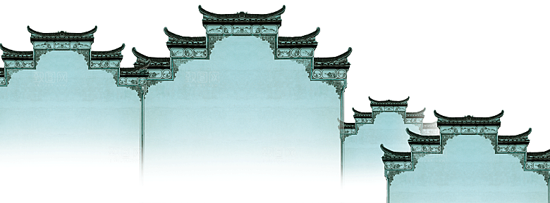 中国风徽派建筑免扣背景元素