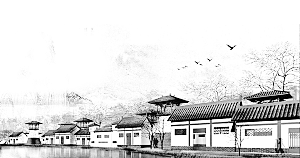中国风徽派建筑免扣背景元素
