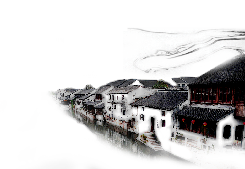 中国风徽派建筑免扣背景元素