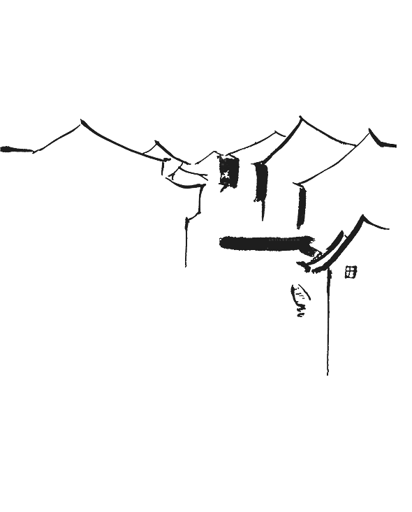 江南山水水墨徽派建筑房屋PNG素材