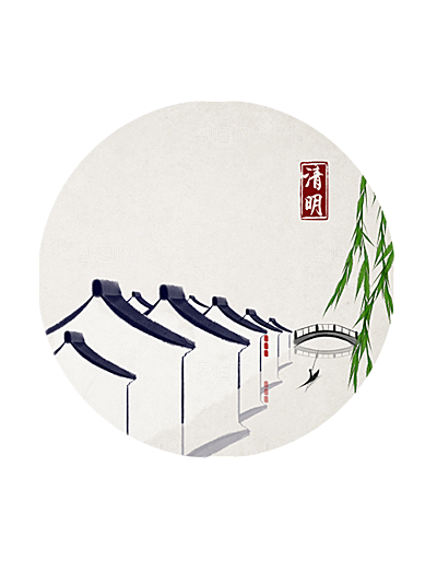 江南山水水墨徽派建筑房屋PNG素材
