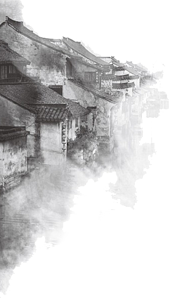 江南山水水墨徽派建筑房屋PNG素材