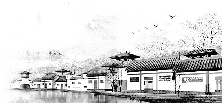 江南山水水墨徽派建筑房屋PNG素材