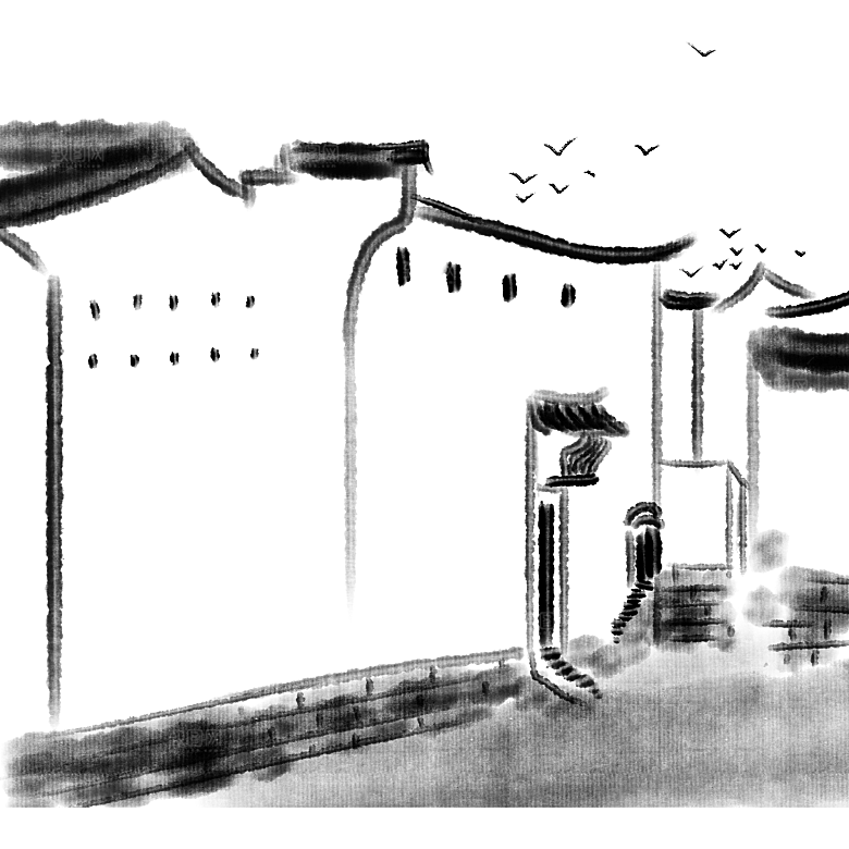 中国风徽派建筑免扣背景元素