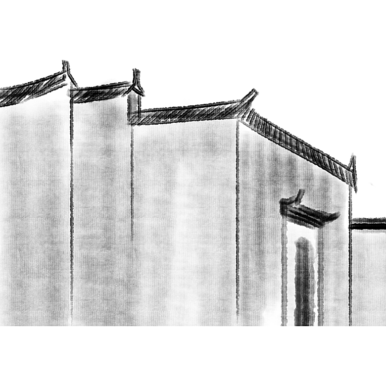 中国风徽派建筑免扣背景元素