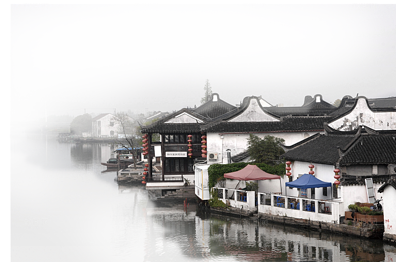 中国风徽派建筑免扣背景元素