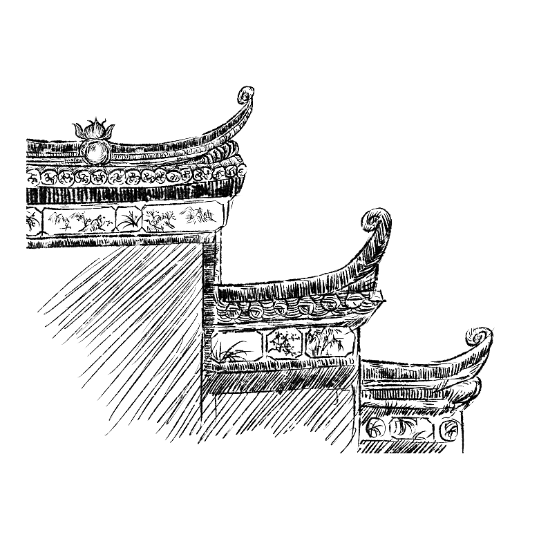 中国风徽派建筑免扣背景元素