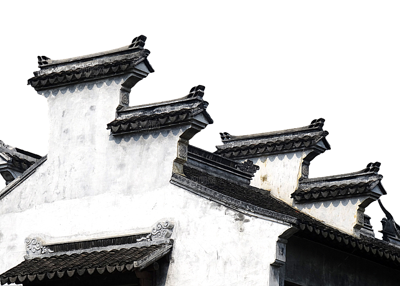 中国风徽派建筑免扣背景元素