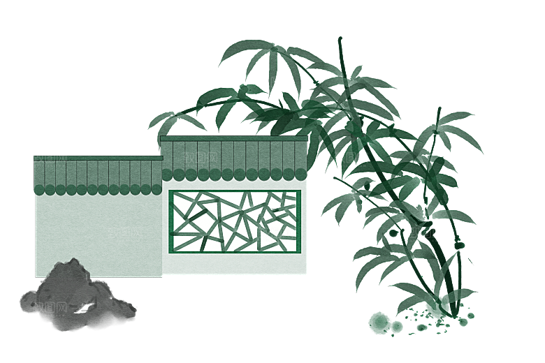 中国风徽派建筑免扣背景元素