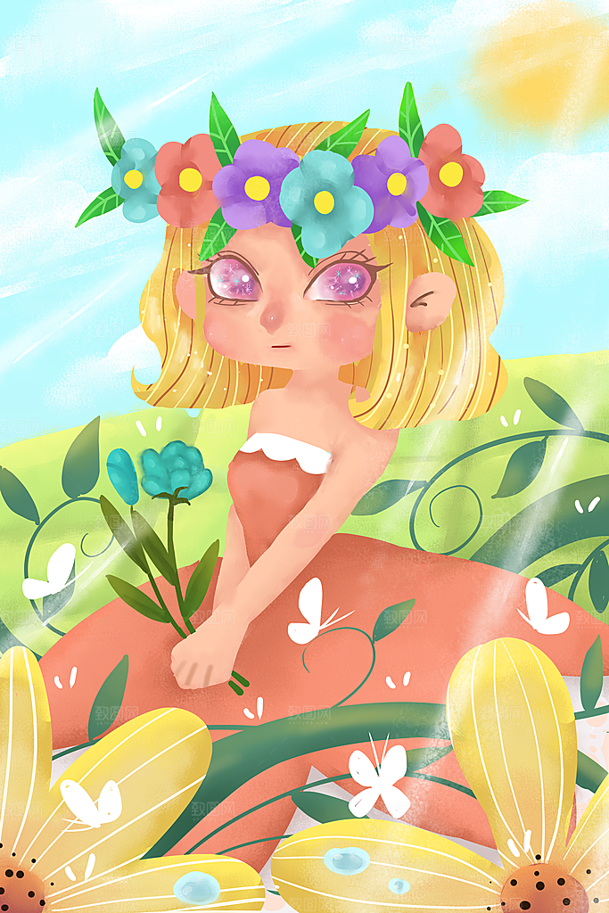 61儿童节节日简约大气插画海报