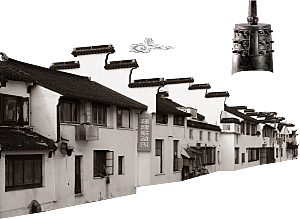 中国风徽派建筑免扣背景元素