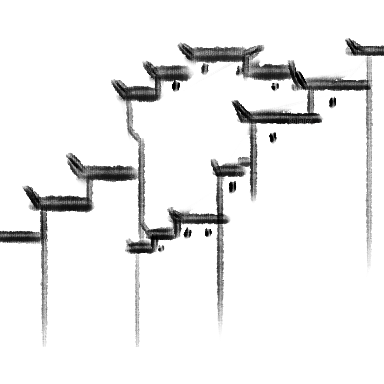 江南山水水墨徽派建筑房屋PNG素材