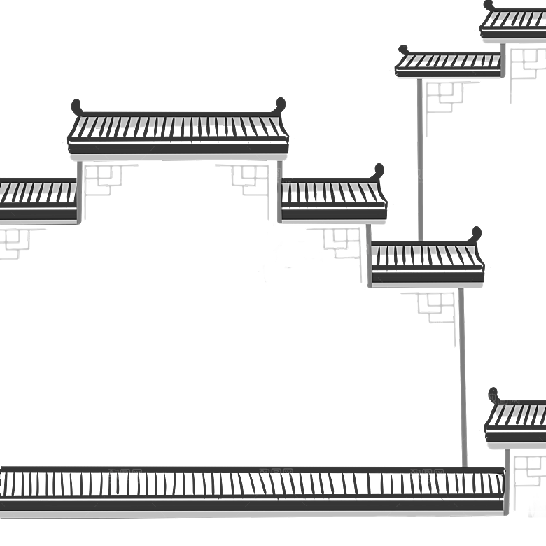 江南山水水墨徽派建筑房屋PNG素材