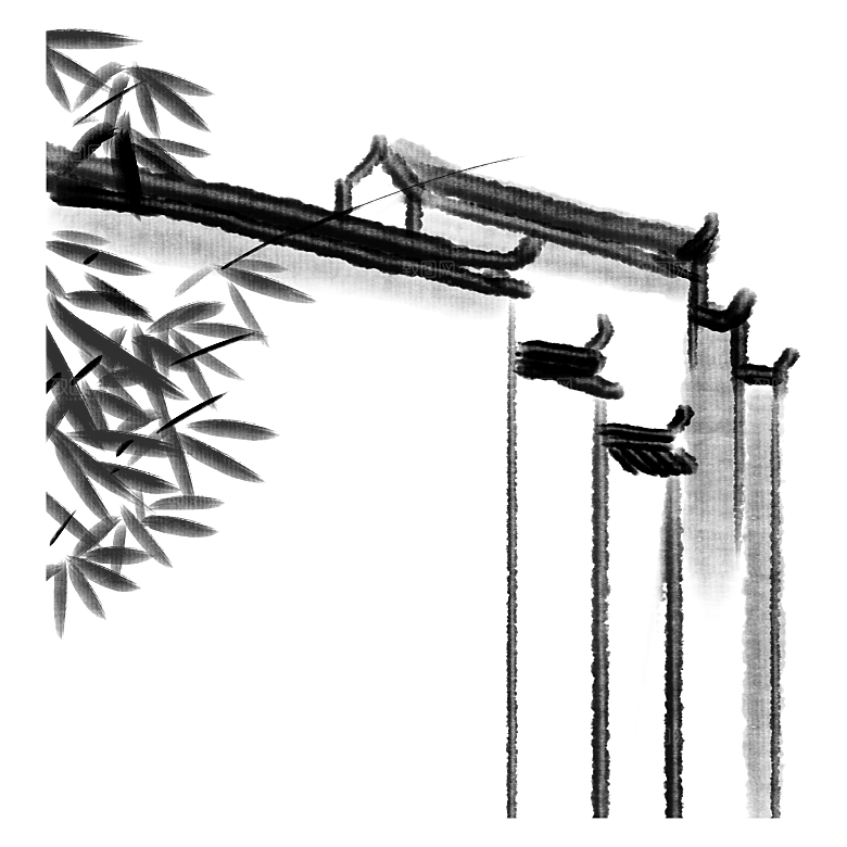 江南山水水墨徽派建筑房屋PNG素材