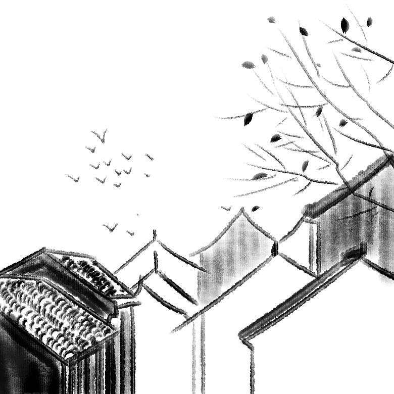 中国风徽派建筑免扣背景元素