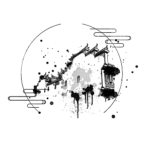 中国风徽派建筑免扣背景元素