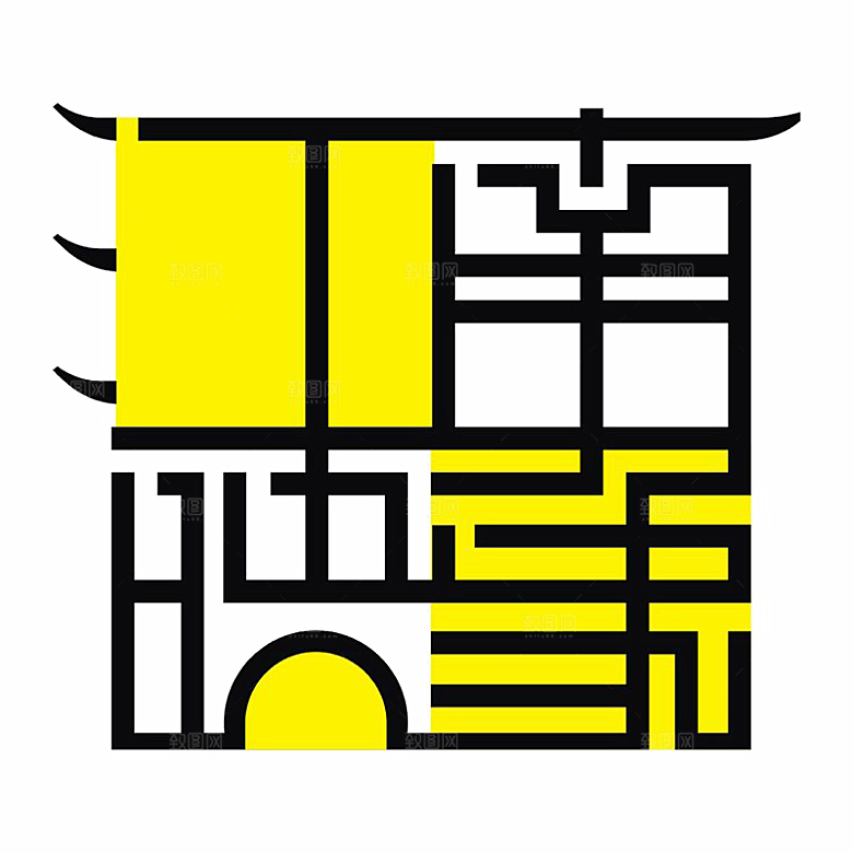 中国风徽派建筑免扣背景元素