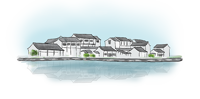 中国风徽派建筑免扣背景元素