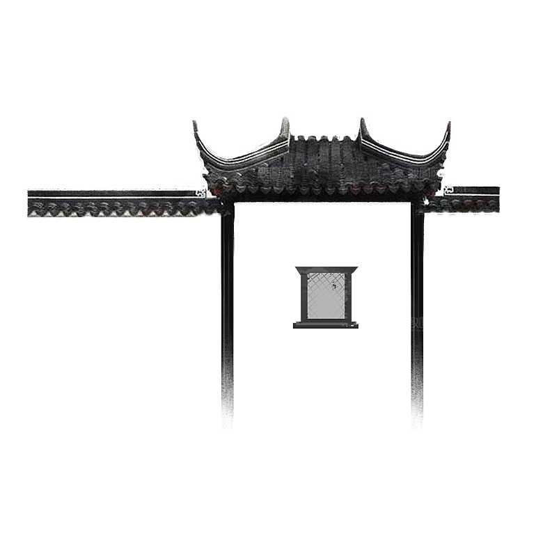 中国风徽派建筑免扣背景元素