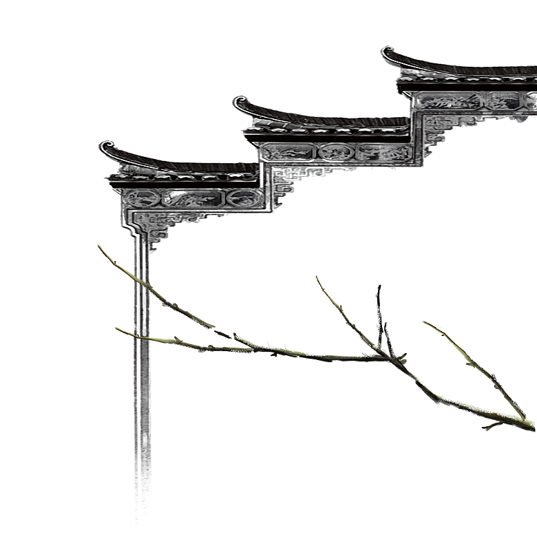 中国风徽派建筑免扣背景元素