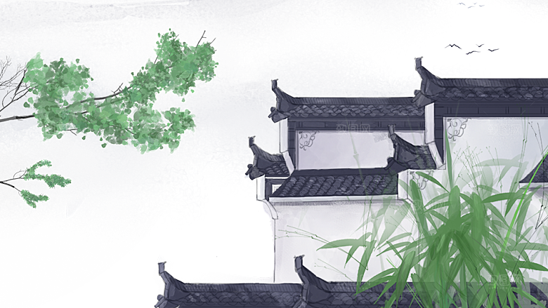 中国风徽派建筑免扣背景元素