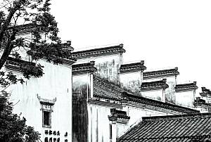 中国风徽派建筑免扣背景元素
